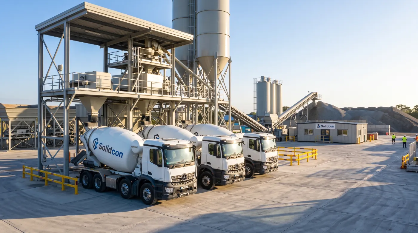 Flotila autodomíchávačů Solidcon - tři vozidla na dopravu betonu z Polska do ČR