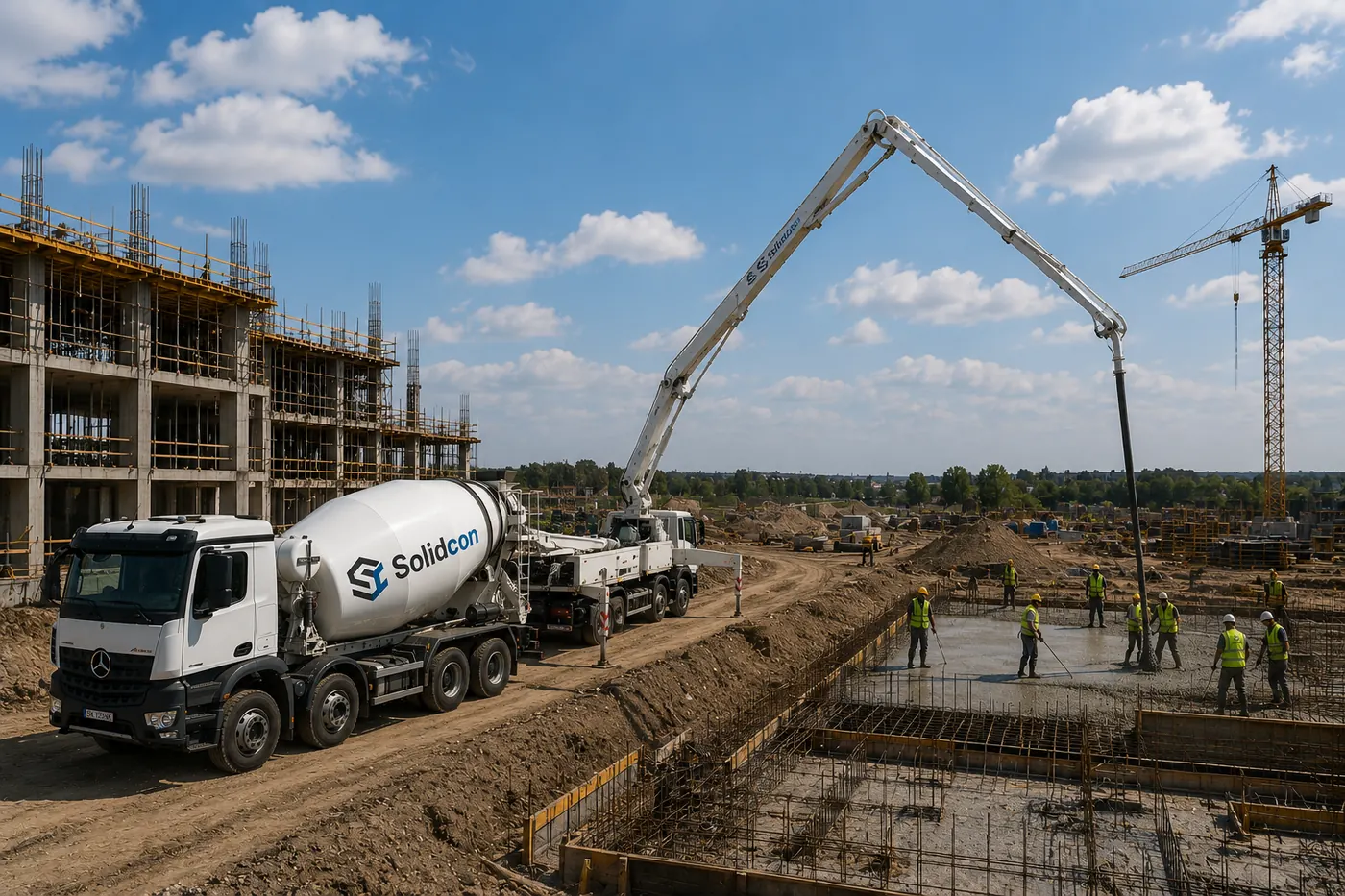 Čerpadlo na beton při realizaci větší konstrukce